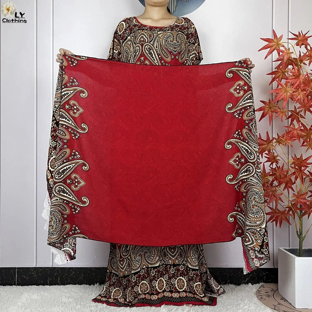 2024 Latest Muslim Sets Women Clothing Cotton Floral Loose Dashiki Long Dress African Abaya Dubai Traditional Islamic Clothing