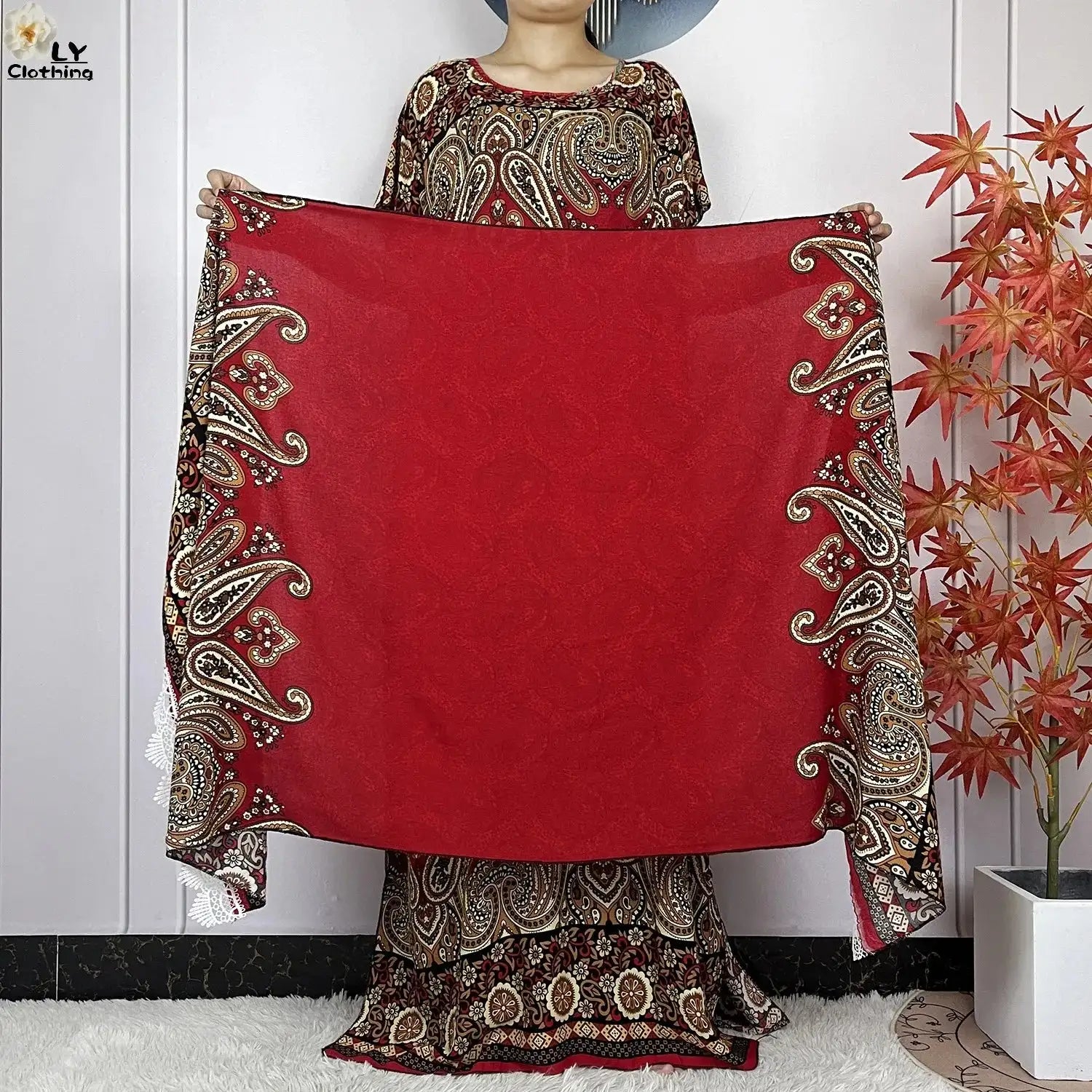 2024 Latest Muslim Sets Women Clothing Cotton Floral Loose Dashiki Long Dress African Abaya Dubai Traditional Islamic Clothing