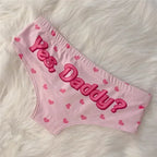 Kawaii 3D Panties Women Underwear Yes Daddy Hearts Funny Print Lovely Push Up Briefs Lingerie Thong for Female