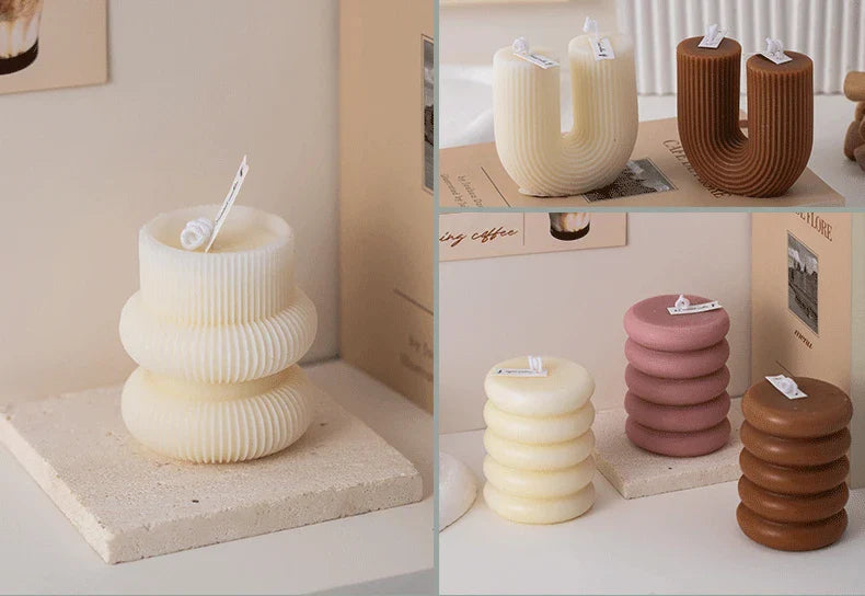U Shaped Candle Scented Candles Ribbed Aesthetic Home Decorative Candles Smokeless Personalized Candles Guest Gift Lot Lootquake LLC
