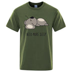 Need More Sleep Cartoons Bear Men Tshirt Street T-Shirts Hip Hop Unisex Tops Fashion Cotton Clothes Casual Breathable T Shirt