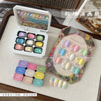 9 Grids Nail Powder Color Texture Three-Dimensional Styling Adhesive 9 Colors Nail Fairy Powder Set gel Polish Nail Art DIY