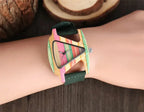 Unique Triangle Women's Wood Watch Creative Colorful Lady Green/ Red Genuine Leather Wristwatch Elegant Womens Watches Top Gifts