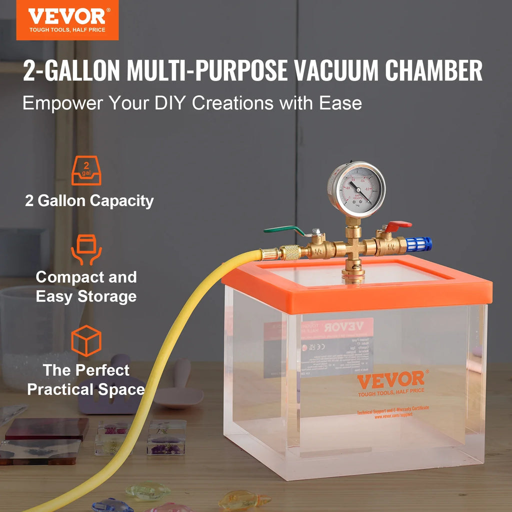 SucceBuy 2 Gallon Vacuum Chamber Upgraded Multipurpose Acrylic for Resin Silica Degassing Gel Gypsum Degassing Vacuum Extraction Lootquake LLC