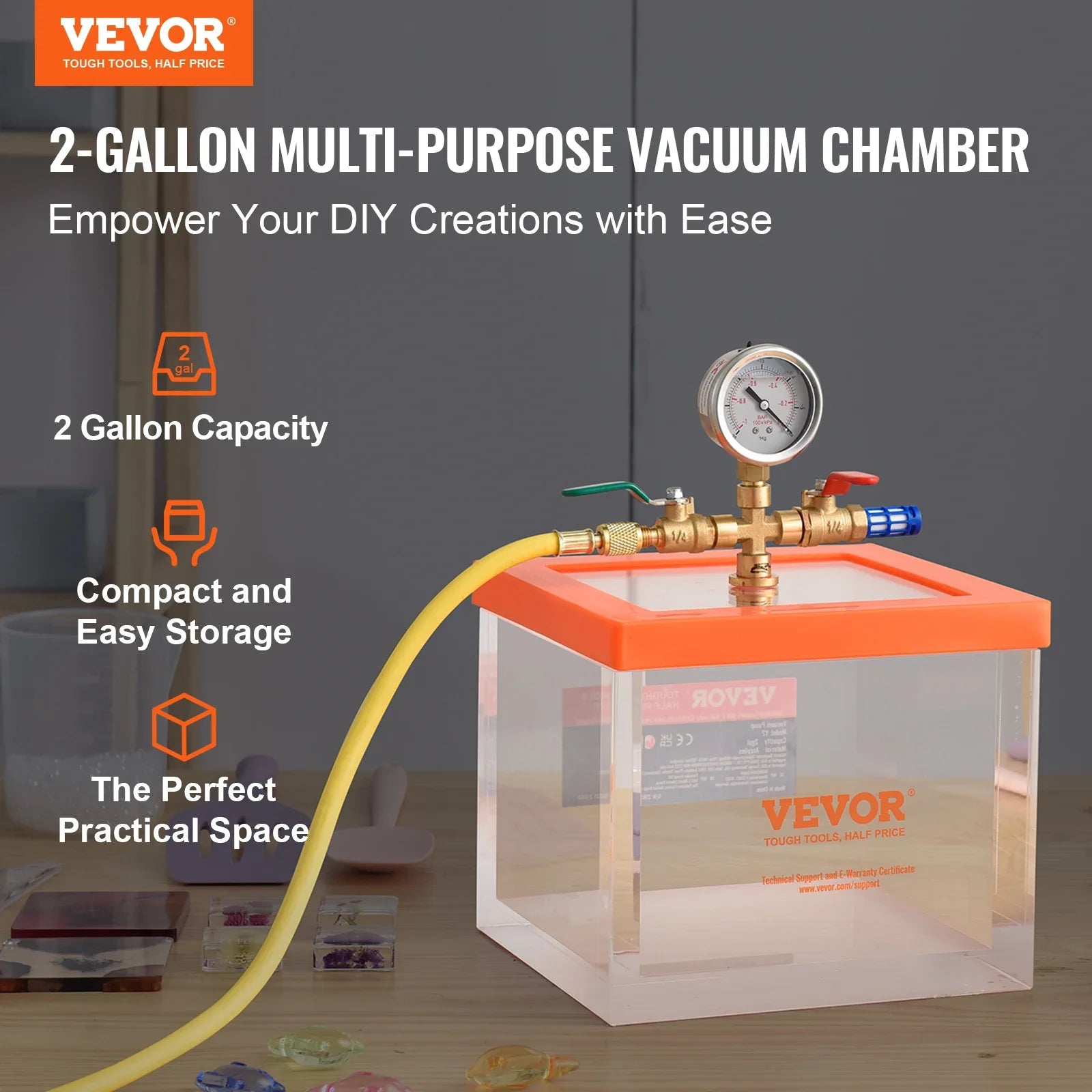 SucceBuy 2 Gallon Vacuum Chamber Upgraded Multipurpose Acrylic for Resin Silica Degassing Gel Gypsum Degassing Vacuum Extraction Lootquake LLC