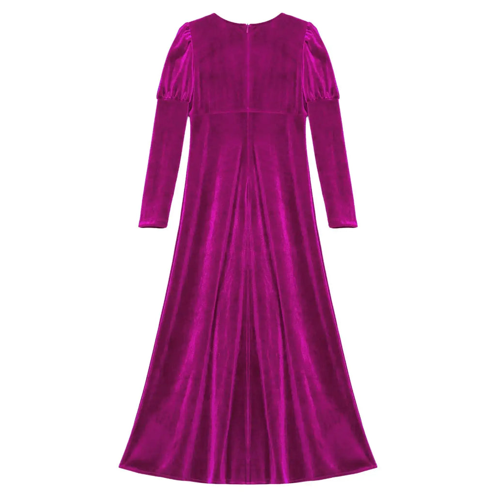 Girls Velvet Medieval Princess Dress Long Sleeve Renaissance Retro Robe Ancient Roman Long Dress for Halloween Carnival Party