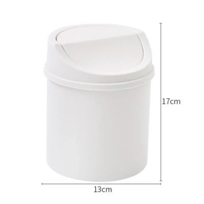 Mini Desktop Bin Small Trash Can Tube with Cover Bedroom Trash Can Garbage Can Clean Workspace Storage Box Lootquake LLC
