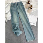 Blue Women Jeans Streetwear Vintage Fashion High Waisted Wide Leg Jean Female Trouser Letter Hip Hop Baggy Blue Denim Pants Lootquake LLC