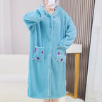 Sleepwear Animal Cosplay Pajamas Nightwear Robes Flannel Nightdress Women Coral Fleece Warm Nightgowns Plush Warm Thicken Lootquake LLC