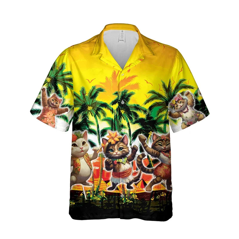 3D Print Hula Girl Graphic Beach Shirts For Men Casual Short Sleeve Hawaiian Dancer Blouses Aloha Beach Button Shirts Mens Tops Lootquake LLC