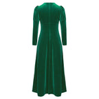 Girls Velvet Medieval Princess Dress Long Sleeve Renaissance Retro Robe Ancient Roman Long Dress for Halloween Carnival Party