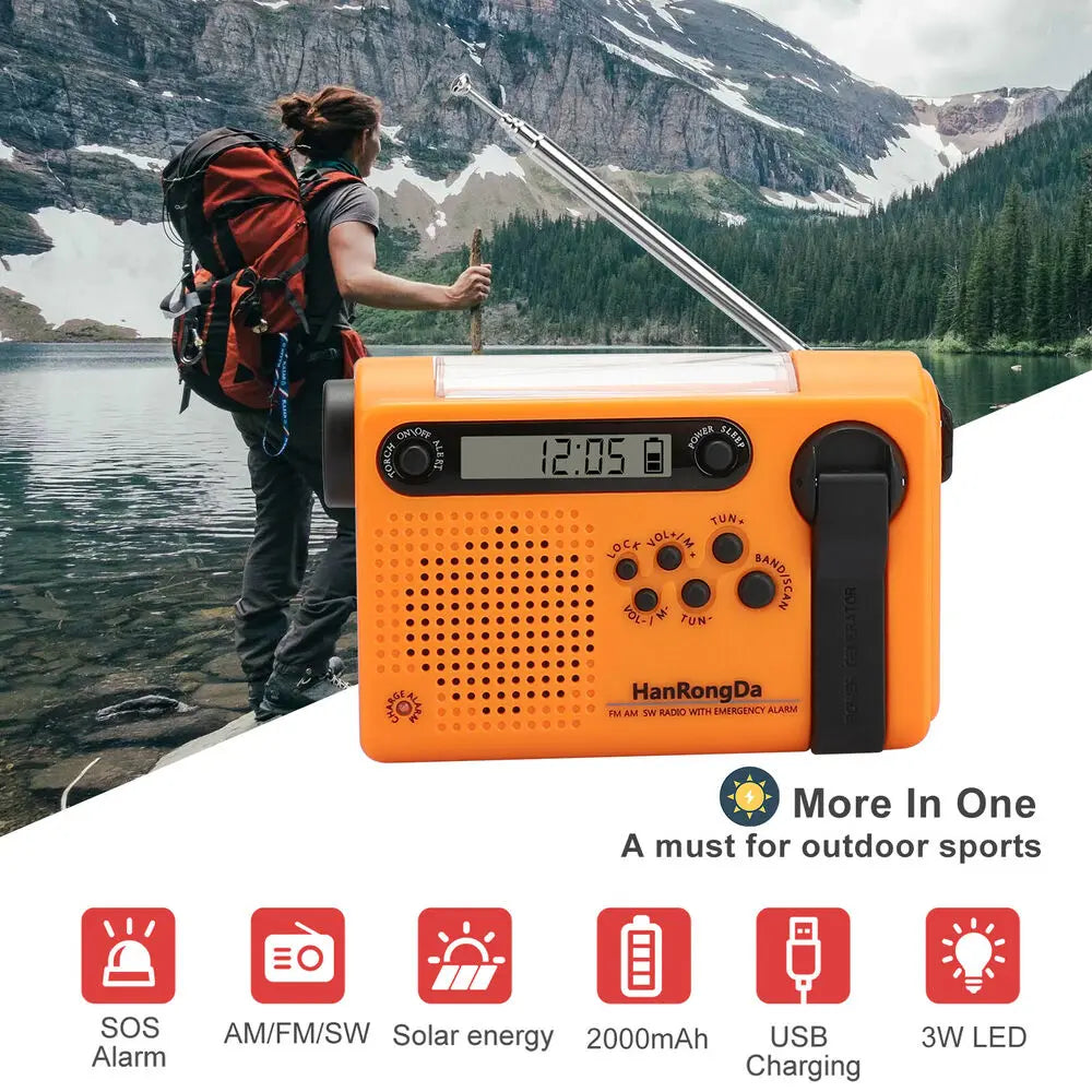 SolarWave 2000: 3-in-1 Crank Radio & Power Bank THRIXINE