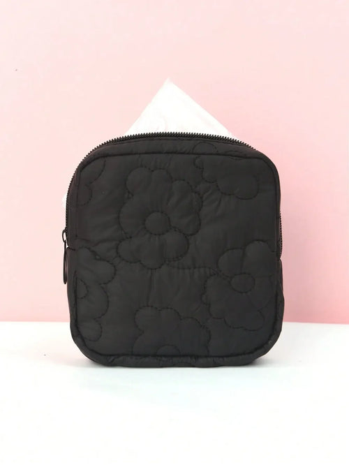 1psc Solid Color Embroidered Sanitary Napkin Storage Bag Travel Bag Suitable For Girls And Women Home Storage Dormitory Travel E