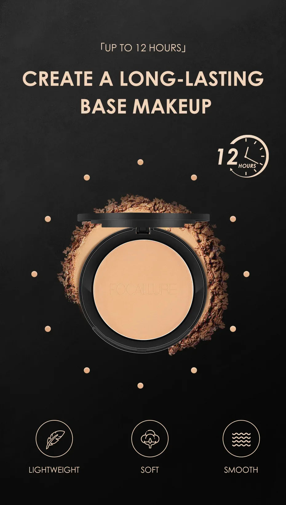 FOCALLURE 3 Colors Make Up Face Powder Brighten Oil-control Nude Makeup Pressed Powder Foundation Makeup Base Cosmetics