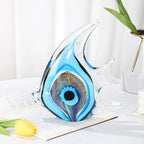 Exquisite Blue Stripe Tropical Fish Sculpture Hand-blown Glass Sculpture Home Decoration Glass Fish Home Interior Decor Craft Lootquake LLC