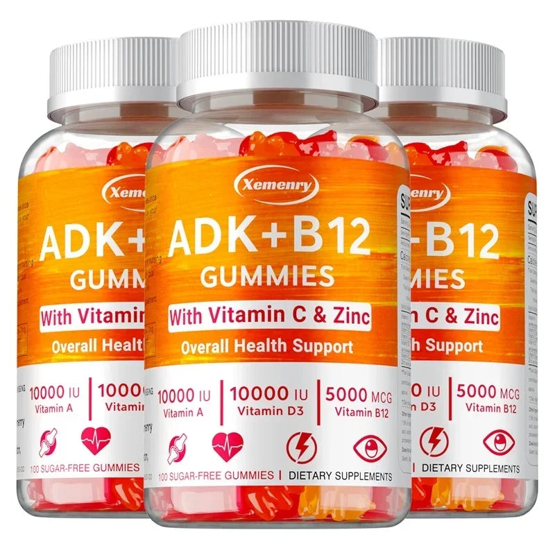 Vitamin D3 K2 + Vitamin B12 Gummies - Strengthen Bones, Promote Brain and Cardiovascular Health, Relieve Joint Pain
