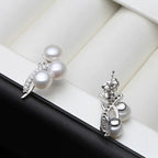 Fashion Real 925 Sterling Silver Earrings,Natural Freshwater Multi Pearl Earrings For Women Wedding Gift