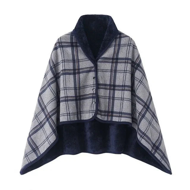 Thick Plaid Blanket Warm Winter Wearable Blanket Adults Office Travel Soft Fleece Throw Blankets With Button Home Shawl Lootquake LLC