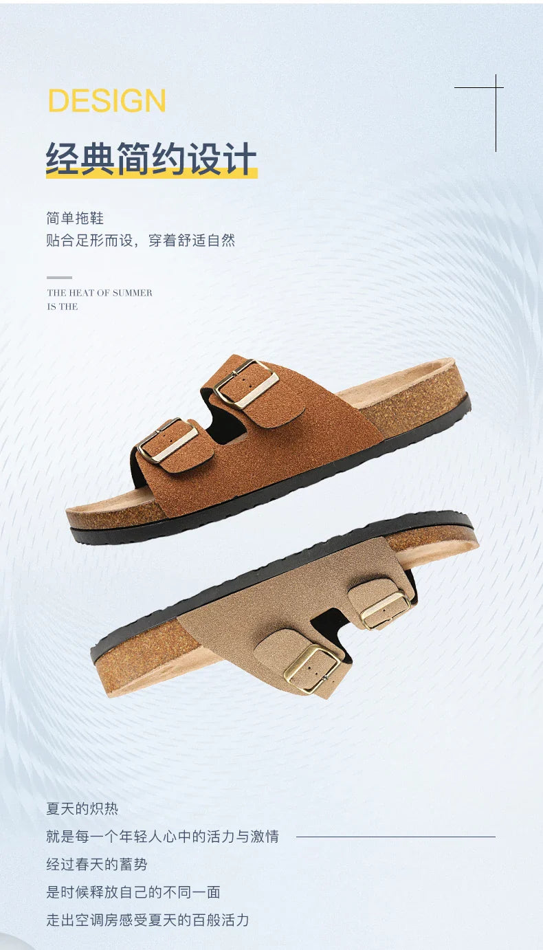 Brand Men Women Sandals Summer Designer Couple Cork Clogs Sandals Luxury Classic Unisex Mules Beach Slide With Adjustable Buckle Lootquake LLC