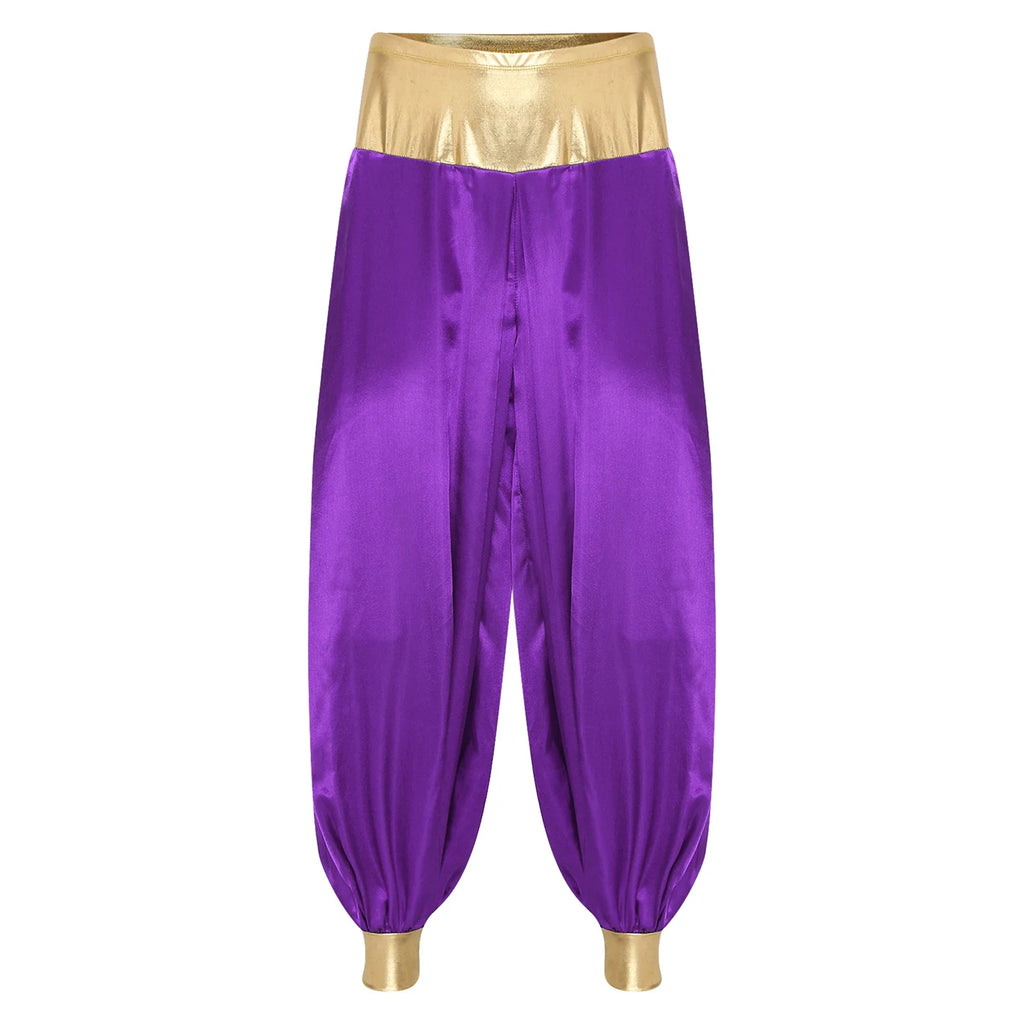 Halloween Men Arabian Indian Prince Cosplay Costume Stain Shiny Harem Trousers Arab Costume Carnival Dress Up Lantern Long Pants Lootquake LLC