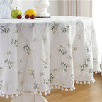 Cotton Table Cloth Round Tablecloth with Tassel Dust-Proof Floret Circular Table Cover for Kitchen Dinning Room Tabletop Decor Lootquake LLC