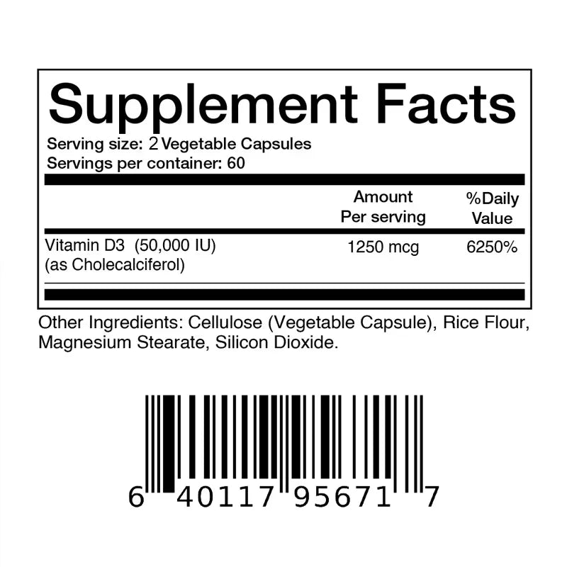 Vitamin D3 50000 IU - Immune Support, Promotes Muscle Health, Bones and Nervous System Health Lootquake LLC