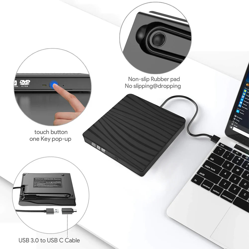 USB External CD DVD Reader CD/DVD Drive Burner Reader External DVD CD Writer Drive Portable Burner Reader for Laptop Desktop PC Lootquake LLC