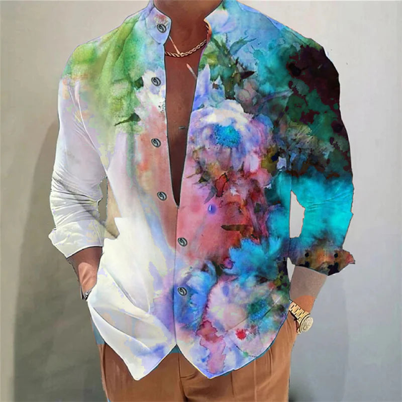 Men's shirt long-sleeved colorful fashion cardigan shirt Hawaiian 3D printed shirt XS-6XL super large size shirt soft fabric Lootquake LLC