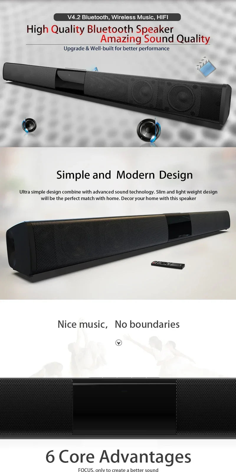 Home Theater Sound System Bluetooth Computer Speakers for TV Soundbar Box Subwoofer Radio Music Center Boom Box Column Hot Sale Lootquake LLC