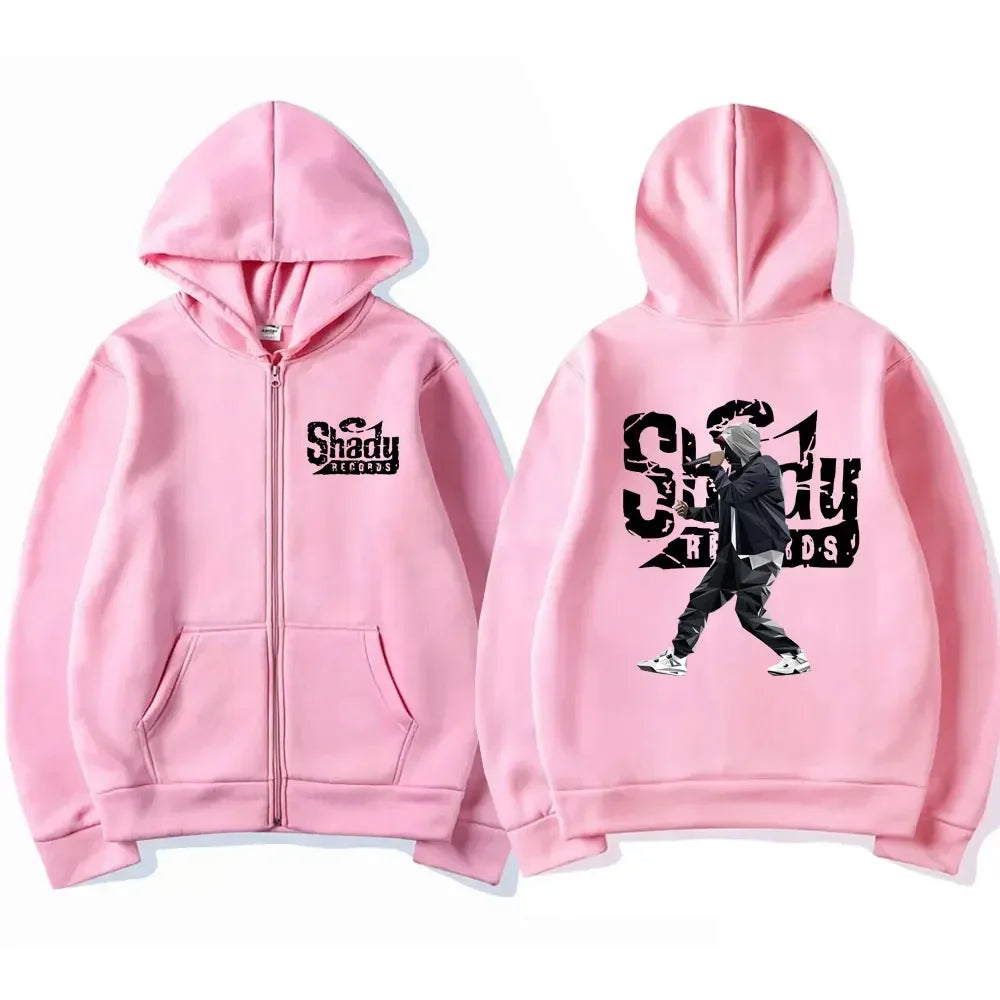 Rapper Eminem Slim Shady Music Rap Fashion Zip Up Hoodie Hip Hop Oversized Hooded Zipper Sweatshirt Casual Streetwear Coats Male Lootquake LLC