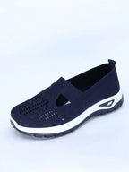 Women's casual sports shoes, solid color breathable sports soft-soled lightweight walking shoes, low-top knitted casual shoes