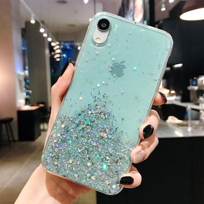 Glitter Luxury Soft Phone Case For iPhone 13 mini 12 Pro 11 ProMax For iPhone XR XS Max X 8 7 6s 6 Plus Back Cover Case Fashion Glitter Silicone Clear Shiny Sparkly Soft Flexible Shock-Absorbing Slim Protective Case Stevvex