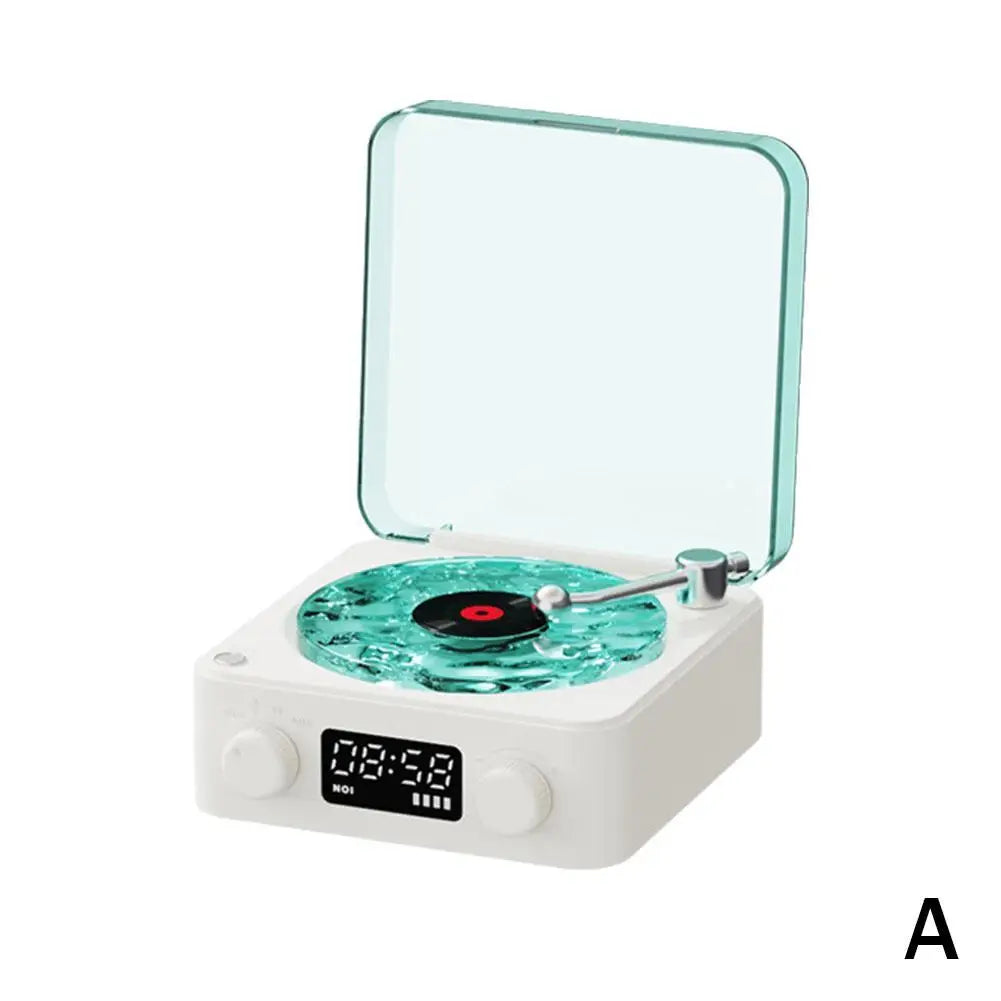 Turntable Bluetooth Speaker With LED Ocean Clock,Hi-Fi Mood Light Audio System For Home Decor & Birthday Gifts Lootquake LLC