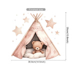 Cartoon Teddy Bear Tent Stars Wall Stickers for Kids Room Nursery Baby Room Decoration Wall Decals Room Interior