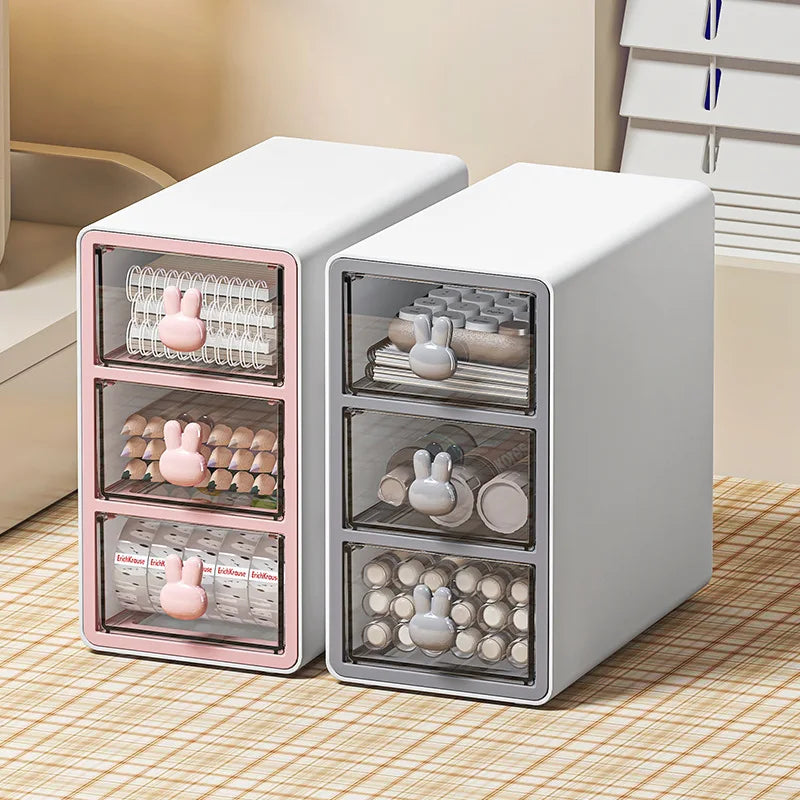 Desktop Storage Box Transparent Drawer Home Storage Box Stationery Box Office Files Stationery Organizer Cosmetics Drawer Box