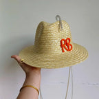 Straw summer hat French elegant ladies seaside travel sun hat Hepburn style wide brim hat  햇빛가리개 모자 모자