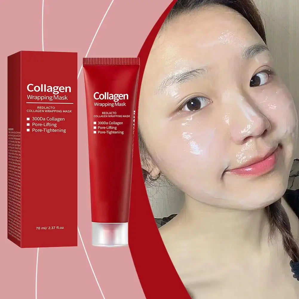 Collagen Peel-Off Mask Moisturizing Red Lacto Collagen Wrapping Mask Deep Cleaning Night Wrapping Facial Mask Elasticity Skin Lootquake LLC
