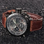 1pc / lot Men Genuine XINEW Brand Designer Watches Students Fashion Leather Band Alarm Stopwatch Electronic Watch Montre Homme