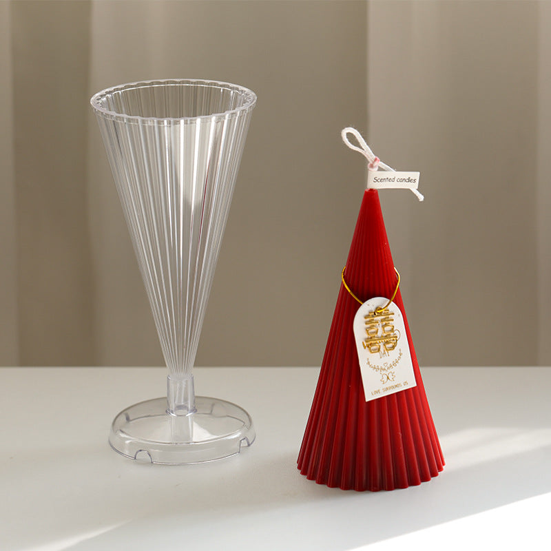 Striped Conical Candle Mold Diy Handmade Aromatherapy Candle Making Tool Home Decor Candle Acrylic Plastic Molds Lootquake LLC