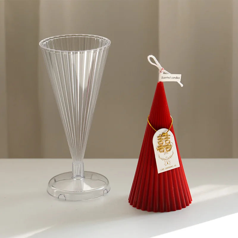 Striped Conical Candle Mold Diy Handmade Aromatherapy Candle Making Tool Home Decor Candle Acrylic Plastic Molds Lootquake LLC