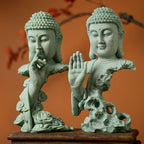 Buddhist Statue Desktop Decoration Tablescape Decoration Home Zen Statue Green Sandstone Lootquake LLC