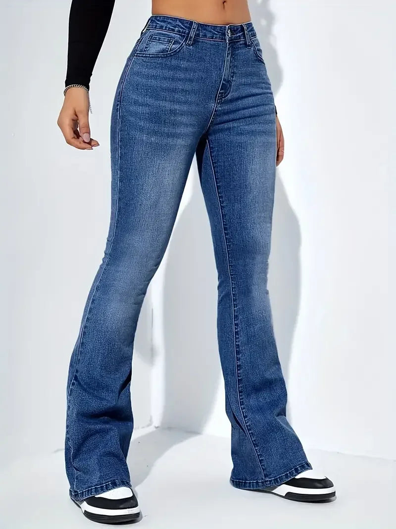 Women Flare Stretch Moustache Jeans Fashion Skinny Bell Bottom High Waist Gray Denim Pants Lady Classic Y2K Punk Long Trousers Lootquake LLC