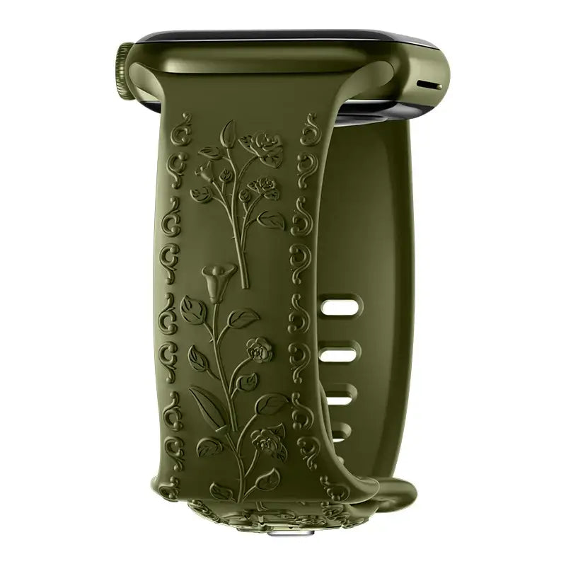 Apple Watch Silicone Band - Floral Engraved - Stylish Design - SJB-DIAMOND ELITES