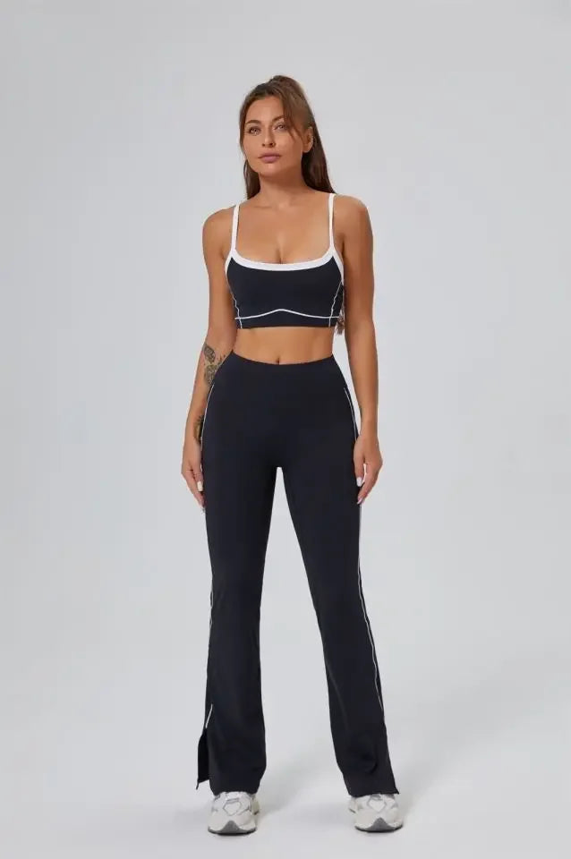 FlareLift Yoga Set: High-Waist Pants & Backless Bra THRIXINE
