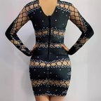 Striped Diamond Business Dress Vintage Classic Designer Clothing Stunning Party Streetwear  Sexy Beach Dress Women Clothing Lootquake LLC