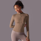 Women's Full Zip Yoga Top With Thumbholes - SJB-DIAMOND ELITES