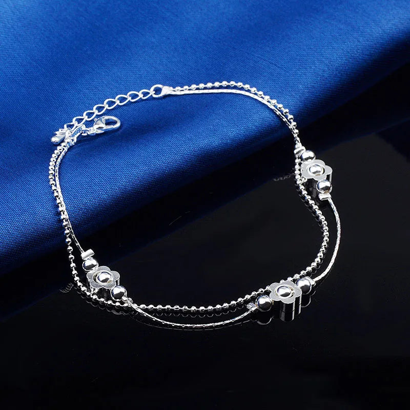 Silver color Stars Anklet Double Layer plated Charms Ankle Bracelet Jewellery Anklets For Women Foot Jewelry Love 2023 new hot Lootquake LLC