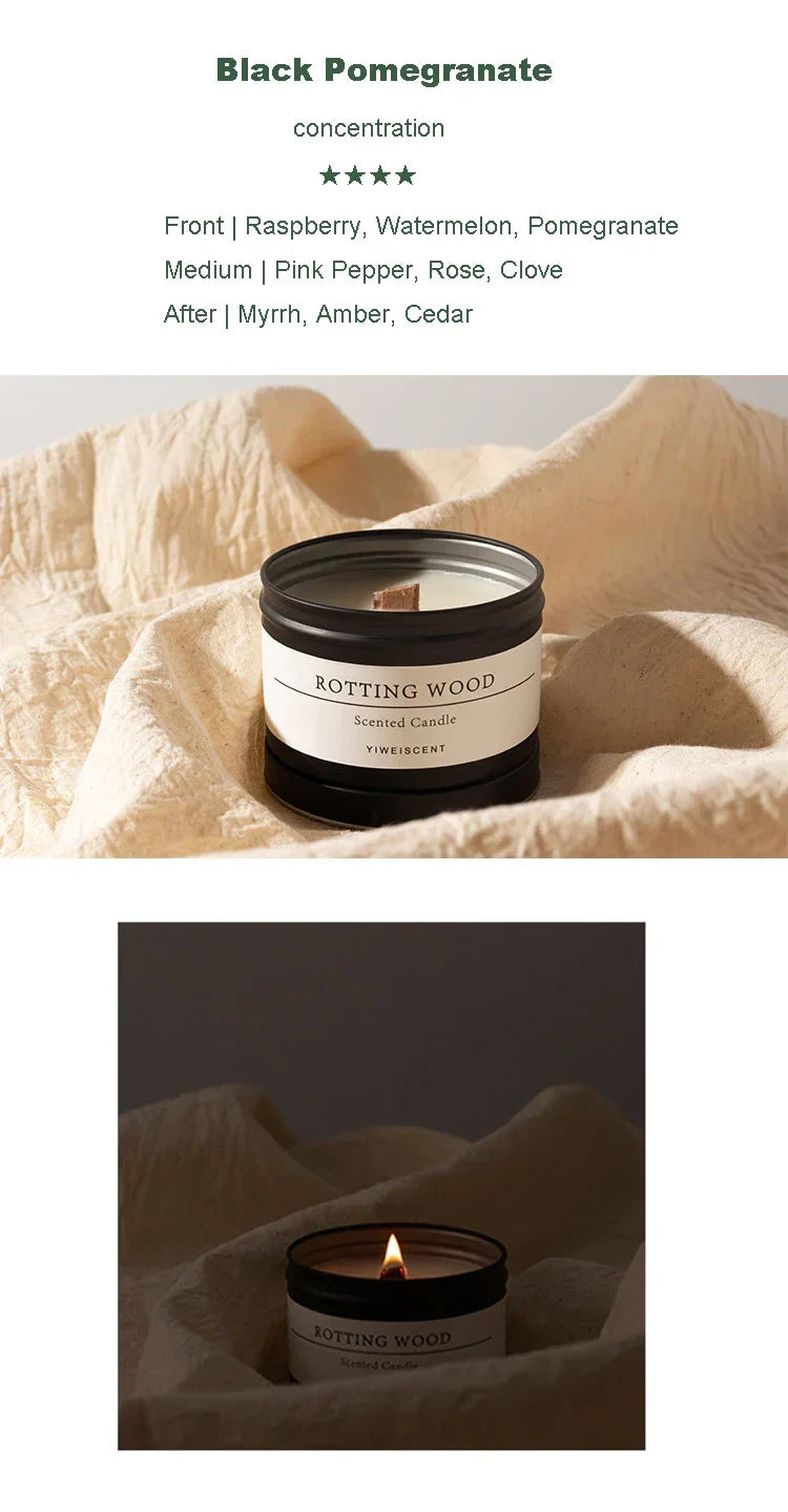 Black Tin Can Scented Aromatic Candles Wooden Wick Candle Jars with Lid Classic Home Decorative Candles Dried Flower Lootquake LLC