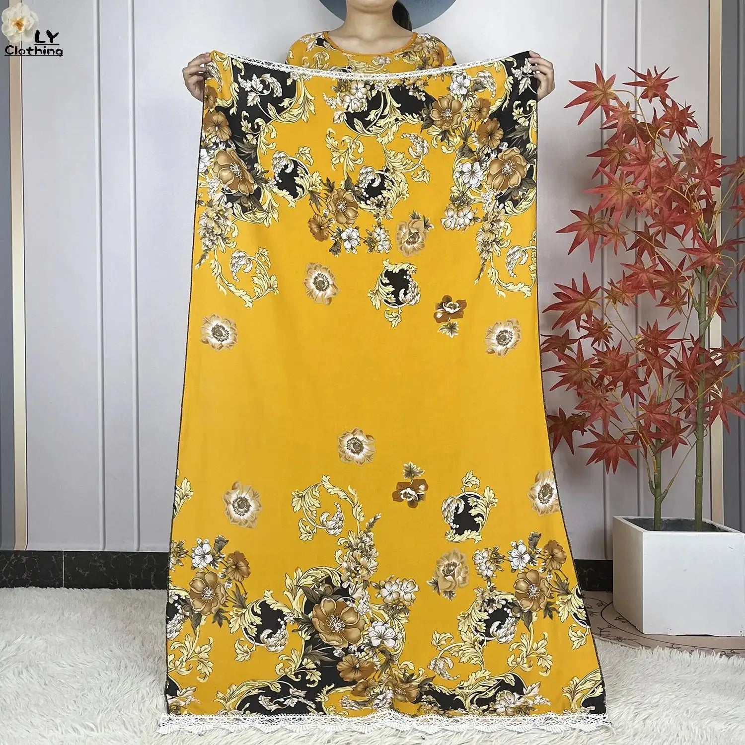 2024 Latest Muslim Sets Women Clothing Cotton Floral Loose Dashiki Long Dress African Abaya Dubai Traditional Islamic Clothing