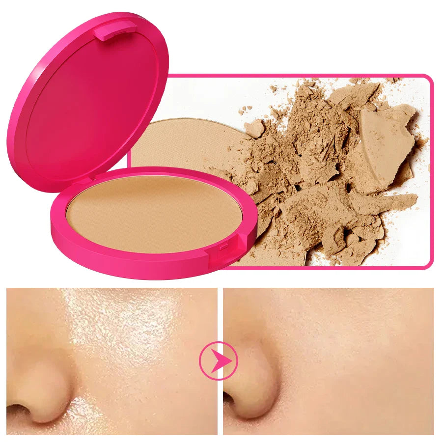 Natural Matte Pressed Powder Oil Control Brighten Whitening Face Base Foundation Compact Concealer Makeup Cosmetics Lootquake LLC